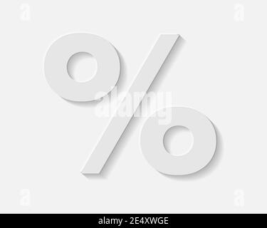 Advertising promo graphic element of white percent symbols on white backdrop, shapes formed by shadow and light, discount sale element Stock Vector