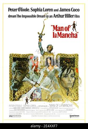 MAN OF LA MANCHA 1972 United Artists film with Peter O 'Toole,  Sophia Loren and James Coco Stock Photo