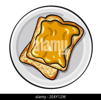 illustration of the peanut butter sandwiches with peanuts on a plate Stock Vector