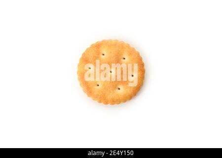 Tasty cracker biscuit isolated on white background Stock Photo