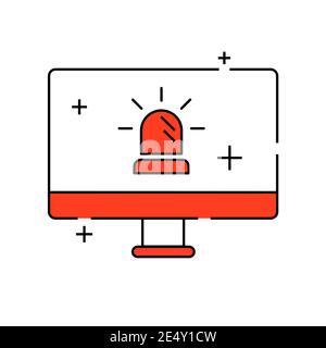 Warning icon desktop pc. Desktop pc danger symbol. Security threat. Vector illustration Stock Vector