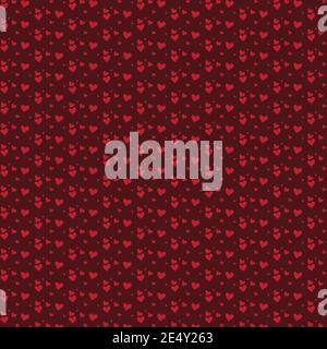 Valentine seamless pattern with red heart on dark sienna background Stock Vector