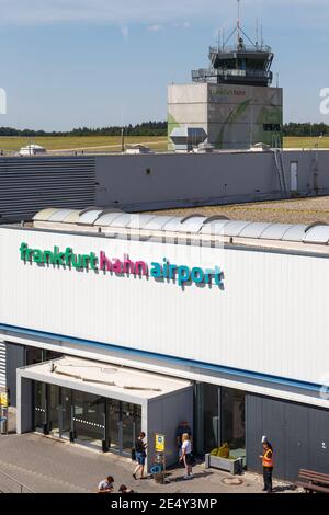 Lautzenhausen, Germany – July 27, 2018: Terminal of Frankfurt Hahn airport (HHN) in Germany. Stock Photo