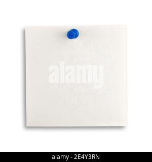 Pinned note pad square sheet of paper on white isolated background. High quality photo Stock Photo