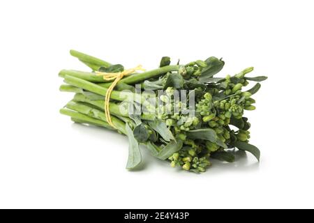 Fresh green broccolini isolated on white background Stock Photo