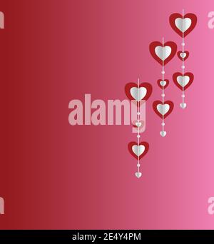 Valentine background illustration with silver and red heart Stock Vector