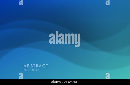Abstract blue background with curves and waves forming water texture Stock Vector