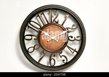 Round shape wall clock close up Stock Photo
