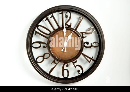 Round shape wall clock close up Stock Photo