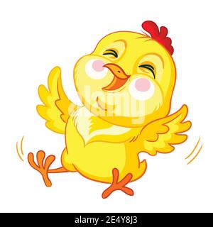 Very cheerful cartoon chicken rolling with laughter. Cute animal. Vector illustration for postcard,posters,nursery design, greeting card, stickers, ro Stock Vector