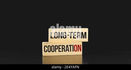 Long-term cooperation conceptual image for businessman and freelancer maded with wooden pegs, photo Stock Photo
