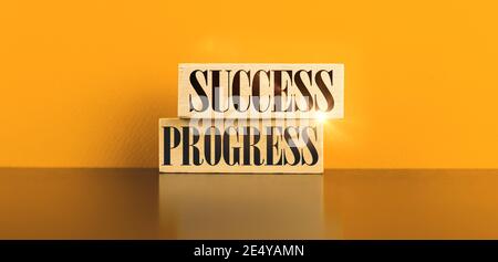 Success and progress banner, conceptual image for businessman and freelance, template with wooden peg Stock Photo