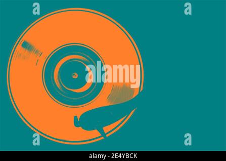 illustration in pop style of a vinyl on a turntable Stock Photo
