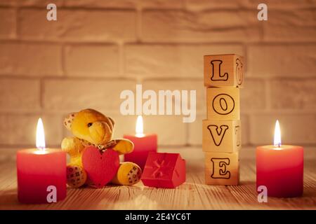 romantic postcard with love Stock Photo
