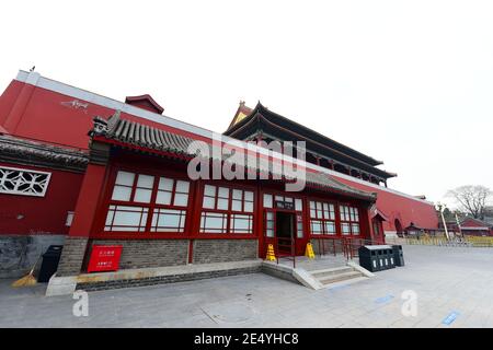 The exterior view of the newly finished toilet, which combines many traditional Chinese elements and is built like a traditional Chinese architecture, located in the Palace Museum, a national museum housed in the Forbidden City, Beijing, 23 January 2021. *** Local Caption *** fachaoshi (Photo by Stringer/ChinaImages/Sipa USA)