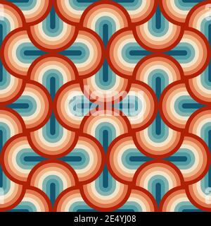 Retro summer 70s rainbow stripes pattern. Retrowave 80s art retro rainbow illustration. Seamless vector background. turquoise and orange retro colors Stock Vector