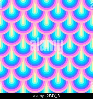 Unicorn rainbow stripes pattern. Neon pastel rainbow illustration. Seamless vector background. Mermaid scales pattern. Abstract geometric wave backgro Stock Vector