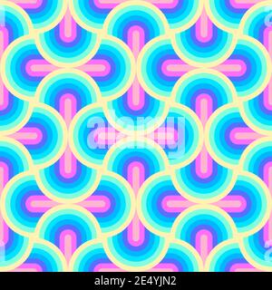 Unicorn rainbow stripes pattern. Neon pastel rainbow illustration. Seamless vector background. Mermaid scales pattern. Abstract geometric wave backgro Stock Vector