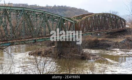 Railway Bridge Over South Morava River in Stalac Serbia Stock Photo