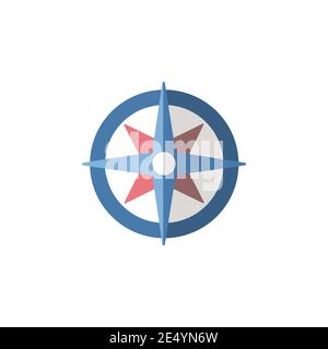 Wind rose sign. Flat color icon. Isolated weather vector illustration Stock Vector