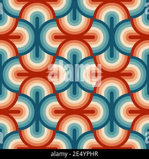 Retro summer 70s rainbow stripes pattern. Retrowave 80s art retro rainbow illustration. Seamless vector background. turquoise and orange retro colors Stock Vector