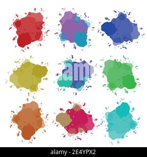 Abstract water color ink stains and with drops, stains, spots on white background. modern decor, banners and brochures. Vector illustration. Stock Vector