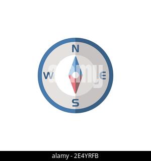 Compass south direction. Flat color icon. Isolated weather vector illustration Stock Vector