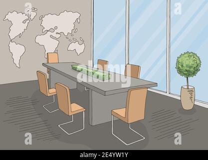 Conference room office meeting graphic color interior sketch illustration vector Stock Vector