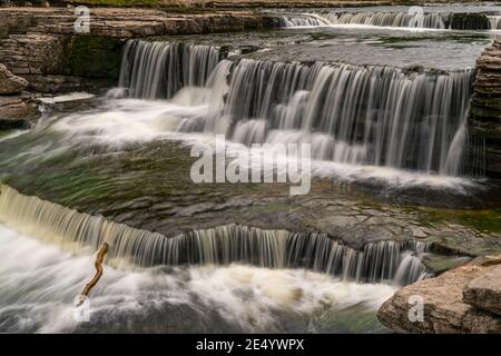 The Lower Falls of the Aysgarth Falls, North Yorkshire, England, UK Stock Photo