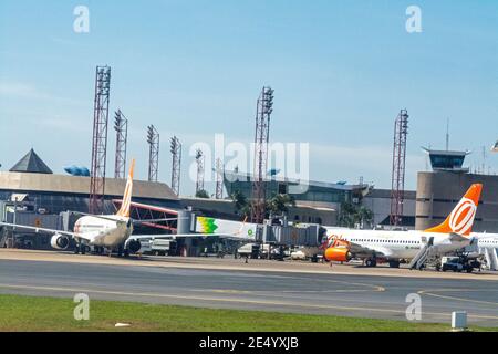 Gol Transportes Aereos is a Brazilian low-cost airline at Brasília–Presidente Juscelino Kubitschek International Airport near  the capital city of Bra Stock Photo