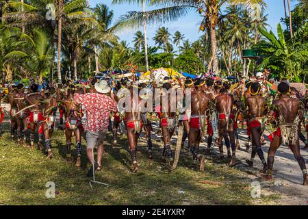 Cricket-Game Trobriand Islands Style in Kwebwaga, Papua New Guinea Stock Photo