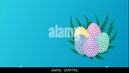 Happy easter eggs on grass for web vector illustration Stock Vector