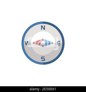 Compass west direction. Flat color icon. Isolated weather vector illustration Stock Vector