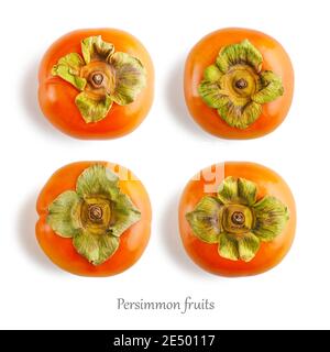 Seamless pattern with persimmon isolated on white background. Tropical abstract background. Stock Photo