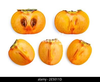 Seamless pattern with persimmon isolated on white background. Tropical abstract background. Stock Photo