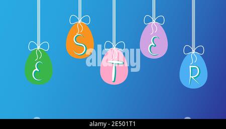 Easter eggs banner for web, cards, grittings Stock Vector