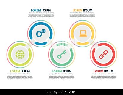 Vector circle element for infographic. Template for cycle diagram, graph, presentation and round chart. Business concept with 5 options, parts, steps Stock Vector