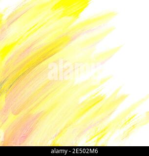 Acrylic yellow summer, autumn brush strokes. Abstract background. Painting on canvas. Handmade, hand drawn. Fine art, artwork. Modern, contemporary. Stock Photo