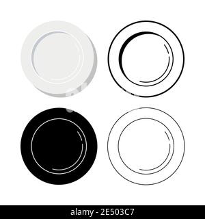 Empty plate icon set vector illustration isolated on white background. Stock Vector