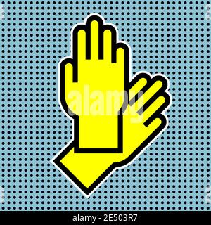 A hand in a glove is cleaning the house. Removes dust from surfaces. Vector illustration icon. Stock Vector