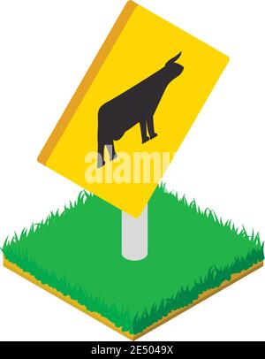 Cattle warning icon. Isometric illustration of cattle warning vector icon for web Stock Vector