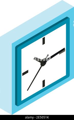 Square clock icon. Isometric illustration of square clock vector icon for web Stock Vector