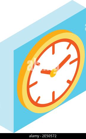 Clock icon. Isometric illustration of clock vector icon for web Stock Vector