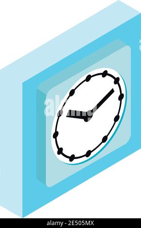Blue clock icon. Isometric illustration of blue clock vector icon for web Stock Vector