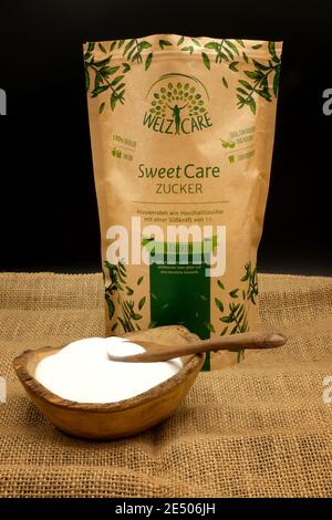 SweetCare sugar crystal, zero calorie cane sugar replacement Stock Photo
