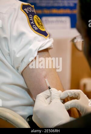 Having a medical injection Stock Photo
