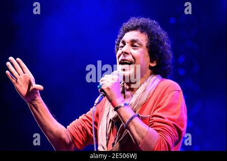 Vienna, Austria. August 01, 2015. Impressions from the 2015 festival season on the Danube Island in Vienna. Picture shows Mohamed Mounir from the dissidents. Stock Photo