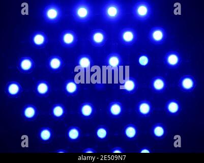 LED PAR Light background,Close up of LED lighting equipment, LED forstage professional lighting device colored. Led lights for disco. Stock Photo