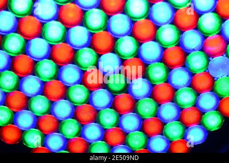 LED PAR Light background,Close up of LED lighting equipment, LED forstage professional lighting device colored. Led lights for disco. Stock Photo