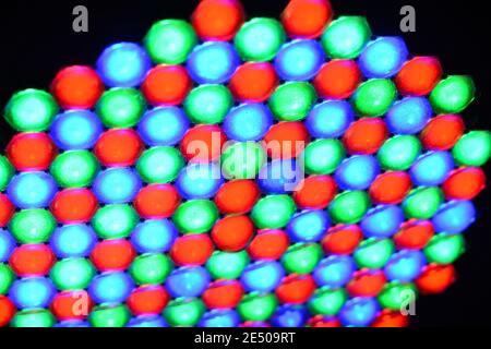 LED PAR Light background,Close up of LED lighting equipment, LED forstage professional lighting device colored. Led lights for disco. Stock Photo